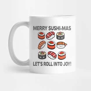 Merry Sushi-mas Funny Kawaii Sushi Food Pun Christmas Mug